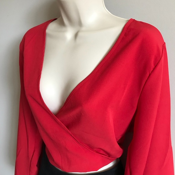🌹Backless Wrap Bow Tie Blouse - Picture 6 of 8